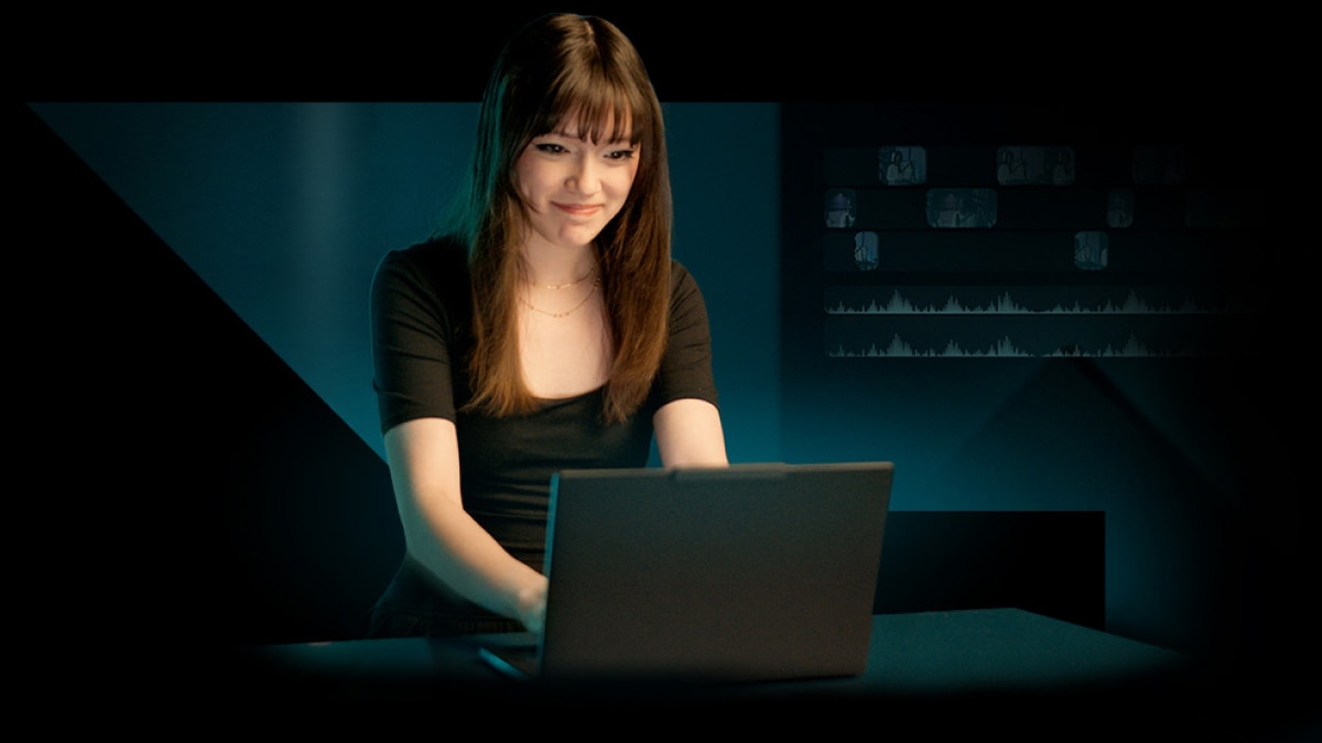 Woman working on a laptop